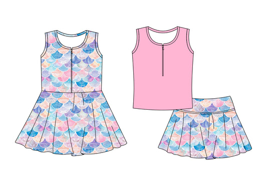 ( Moq 5 Each Style ) Baby Girls Kids Summer Sleeveless Sibling Zipper Dress Set