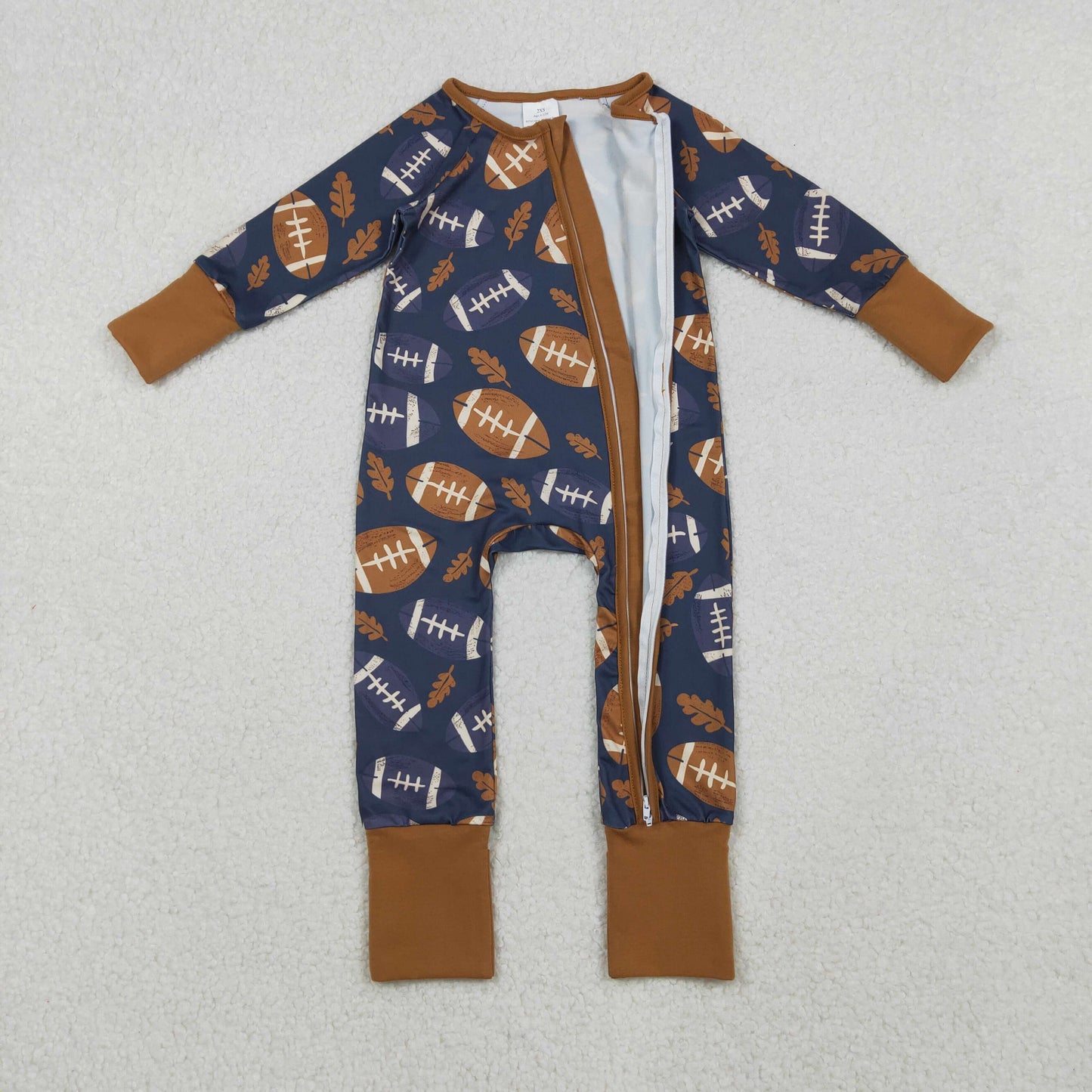 Baby Kids Infant Long Sleeves Football Fall Zipper Romper RTS