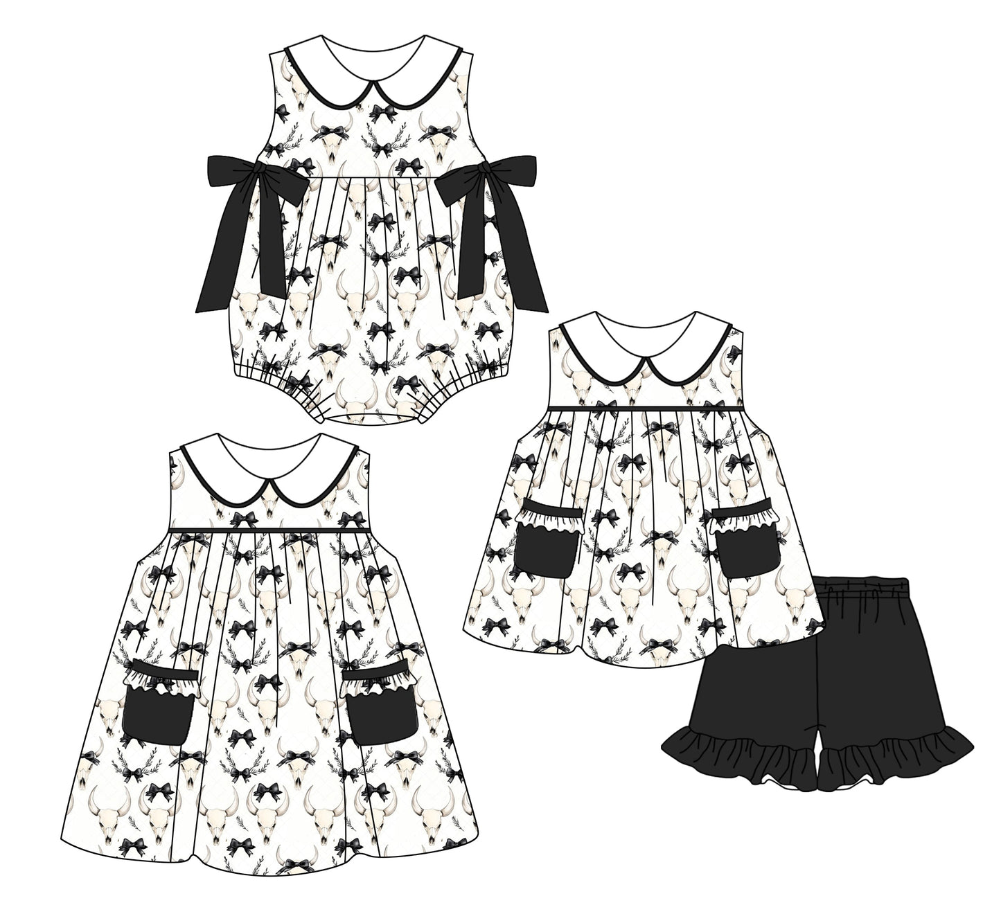 Baby Girl Bows Deer Sibling Romper Dress Set ( Moq 5 Each Style ) 2.26