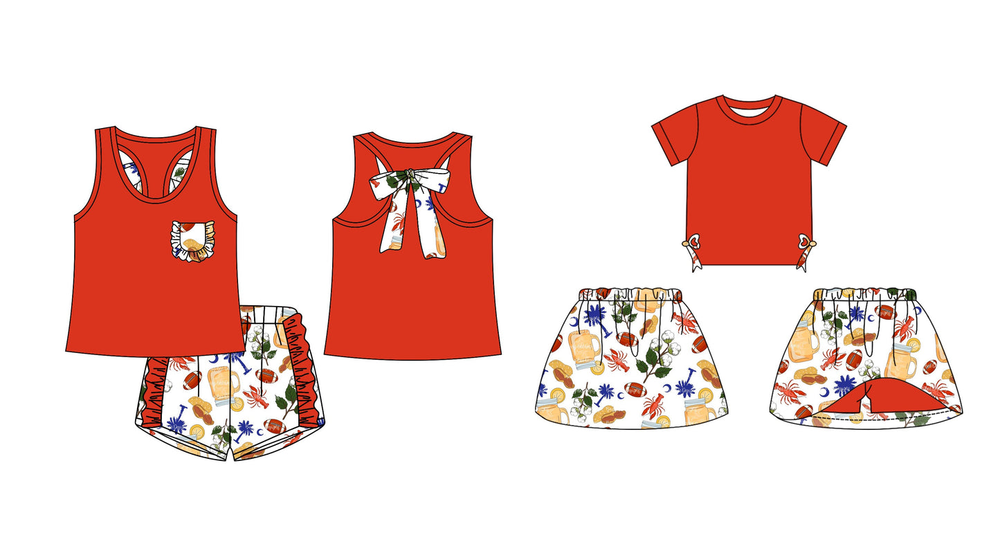 Baby Girl Crawfish Football Sibling Summer Set ( Moq 5 Each Design ) 12.14