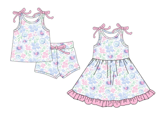 ( Moq 5 Each Style ) Baby Girl Sleeveless Bows Flower Sibling Dress Set 4.16