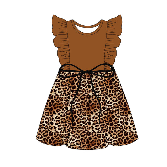 Baby Girl Short Sleeves Leopard Brown Dress ( Moq 5 ) 3.5