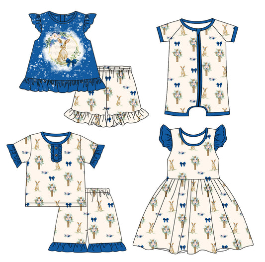 Baby Girl Easter Rabbits Flower Bows Sibling Romper Dress Set ( Moq 5 Each Style ) 1.14