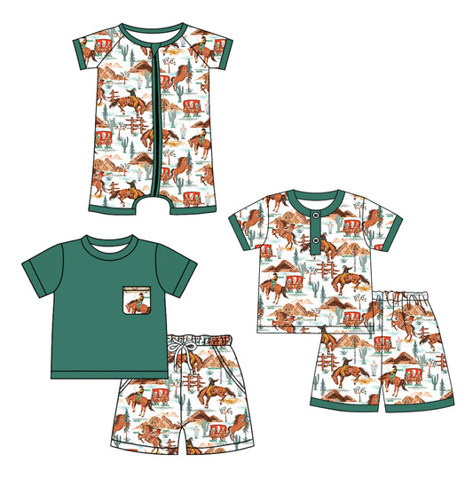 Baby Boy Short Sleeves Western Rodeo Sibling Romper Set ( Moq 5 Each Style ) 12.25