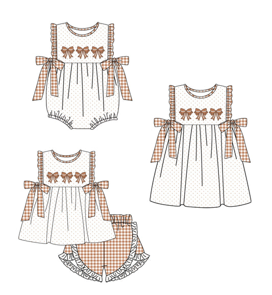 Baby Girl Football Bows Sibling Romper Dress Set ( Moq 5 Each Style ) 12.19