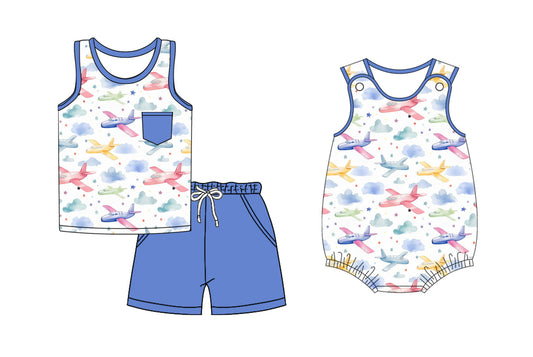 ( Moq 5 Each Style ) Baby Boy Sleeveless Planes Sibling Romper Set 3.31
