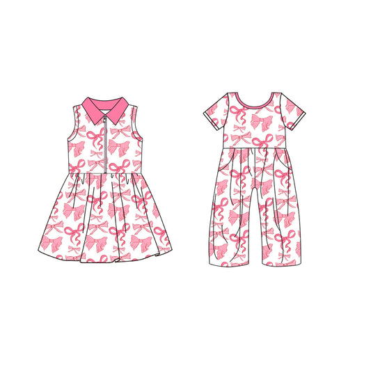 ( Moq 5 Each Style ) Baby Girl Pink Bows Sibling Summer Dress Jumpsuit 4.19