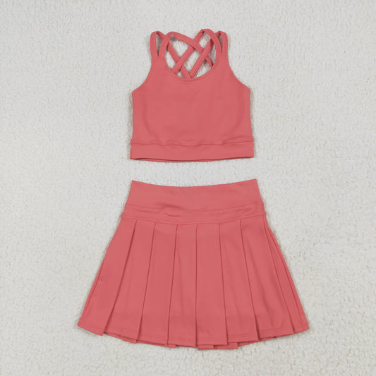 Baby Girl Sleeveless Vest Tops Skirt Shorts Skort Yoga Active Set RTS