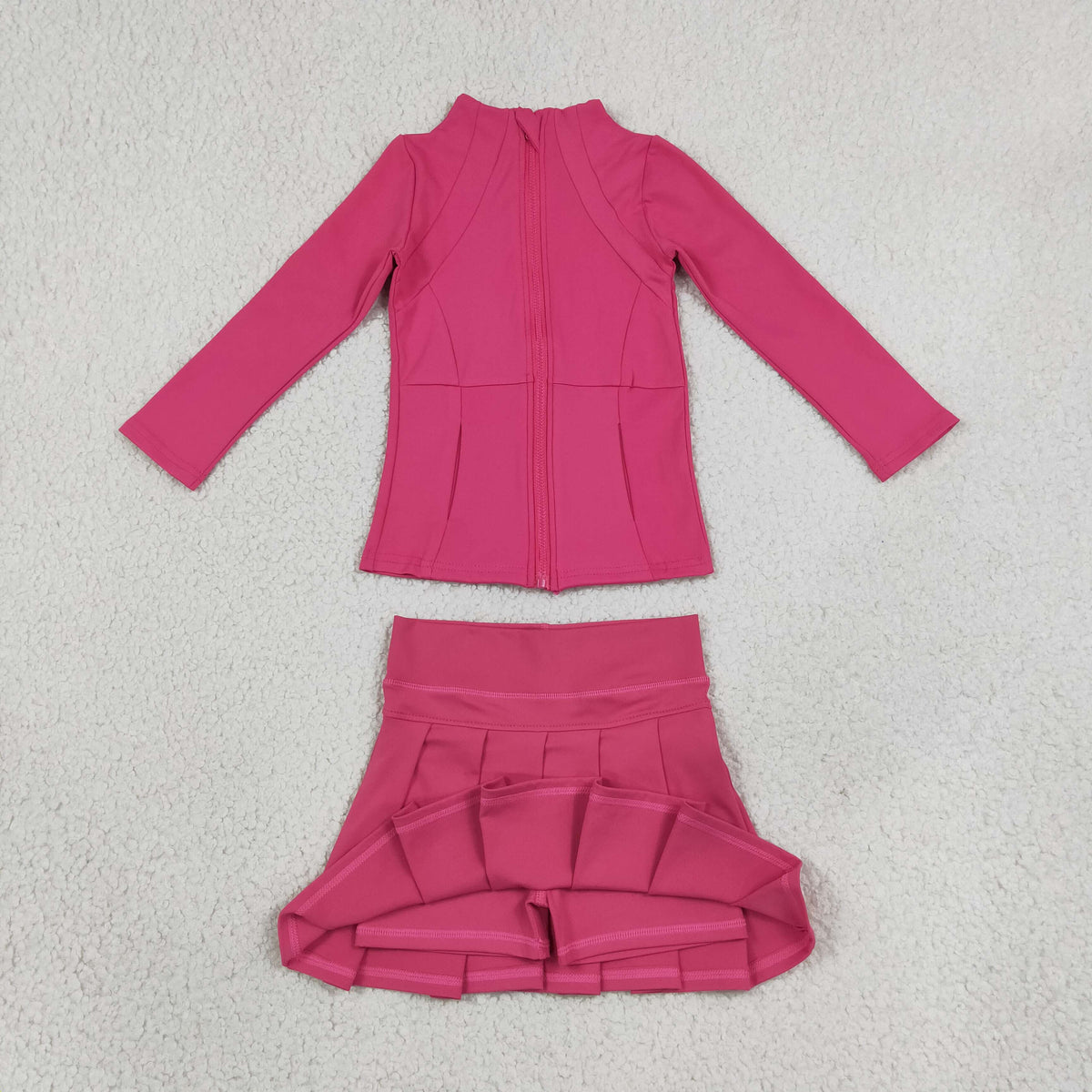 Baby Girls Kids Long Sleeves Zipper Cardigan Skirt Shorts Pink Set Yoga Active Clothes RTS