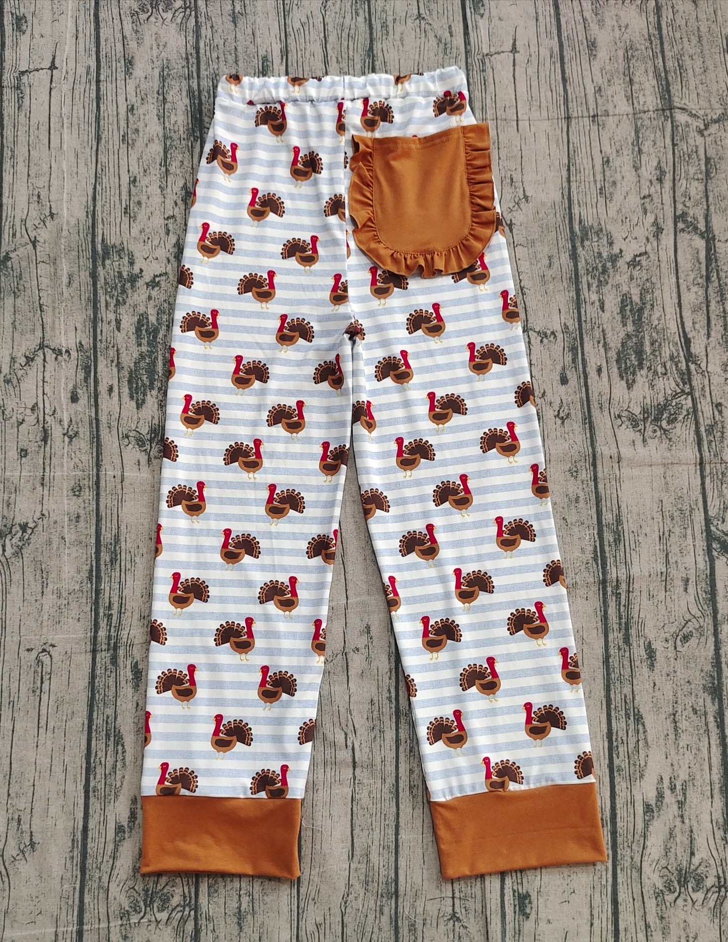 ( No moq ) Preorder Adult Women Halloween turkey Stripes Pants