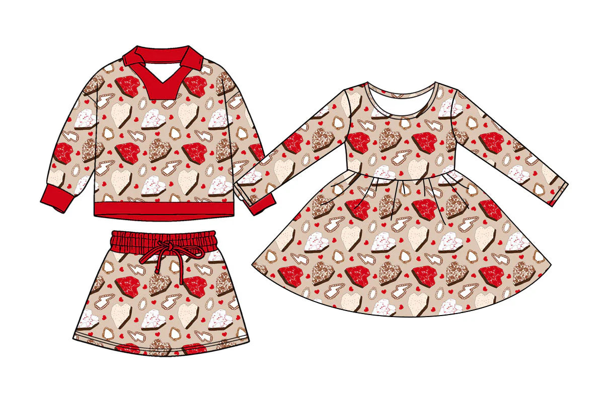 ( Moq 5 Each Style ) Baby Girls Long Sleeves Hearts Valentine's Day Sibling Dress Set