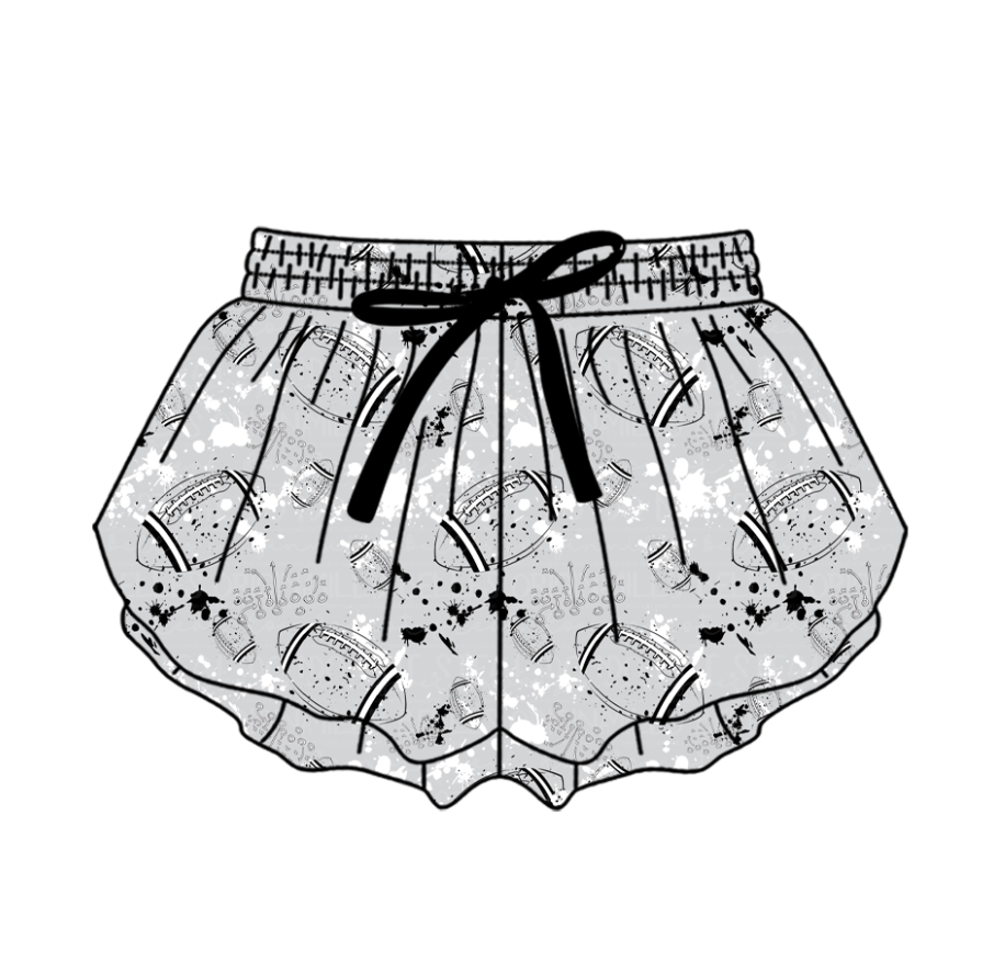 ( Moq 5 Each Style ) Baby Boys Girls Kids Football Sibling Shorts Romper Bows Dresses Set Team Grey Clothes