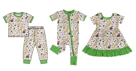 Baby Girl Short Sleeves St Patrick Sibling Dress Romper Set ( Moq 5 Each Design ) 12.9