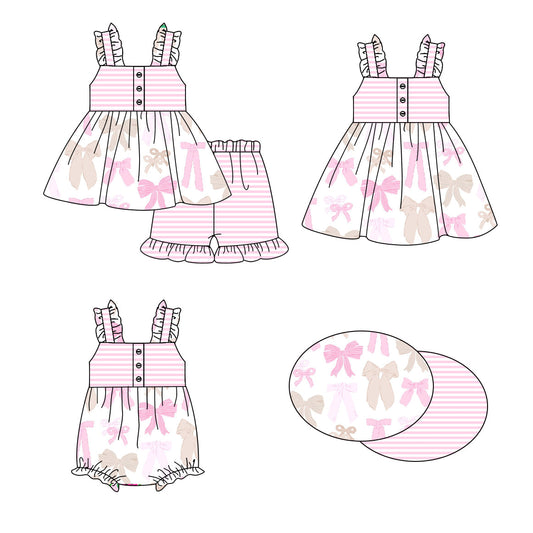 Baby Girl Bows Stripes Sibling Romper Dress Set ( Moq 5 Each Style ) 1.16
