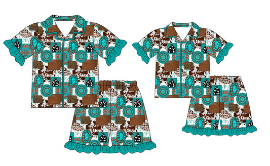 Baby Girl Toddler Adult Women Western Sibling Family Pajamas Set ( Moq 5 Each Style ) 12.20