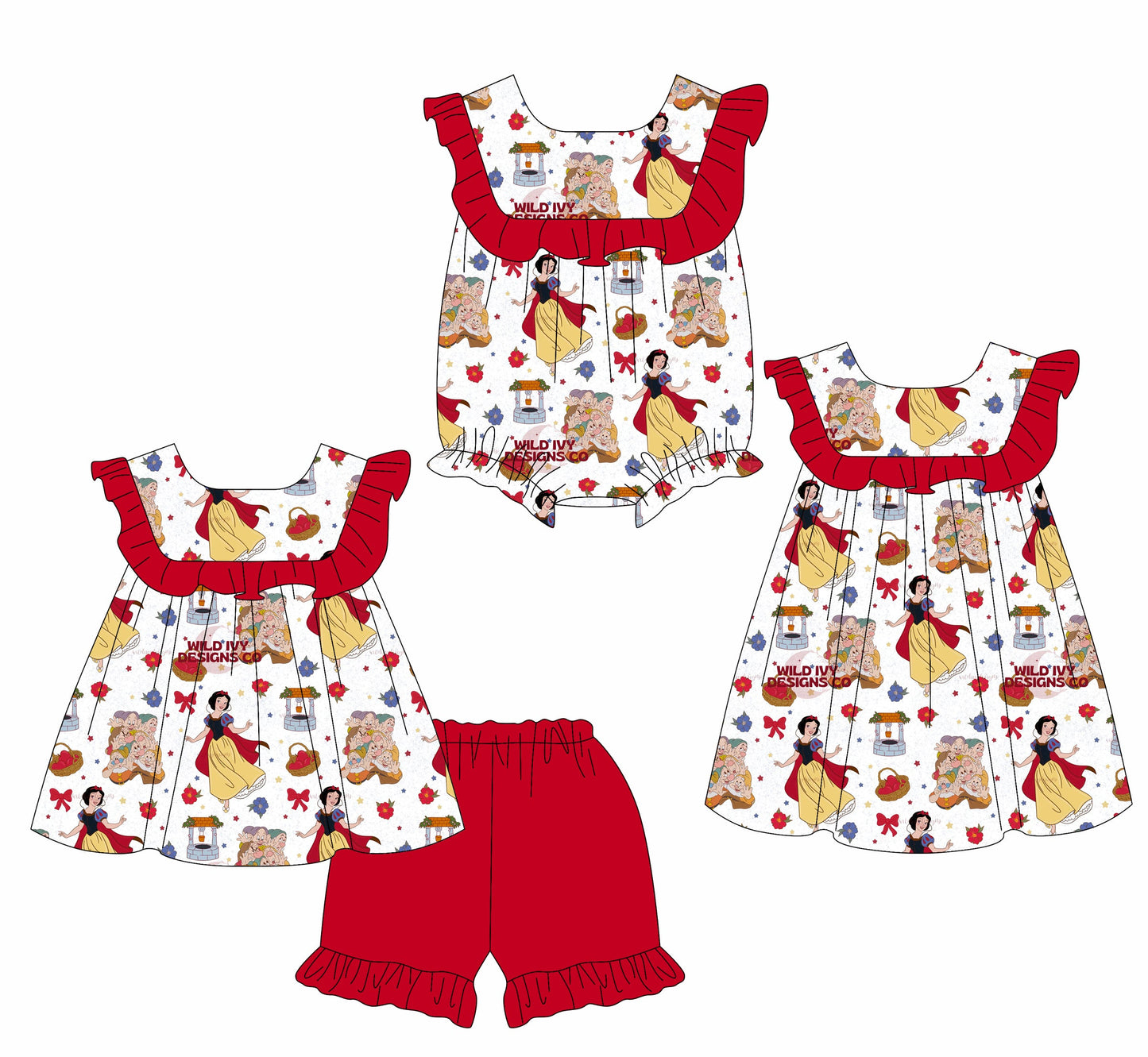 Baby Girl Princess Red Ruffle Sibling Romper Dress Set ( Moq 5 Each Style ) 1.24