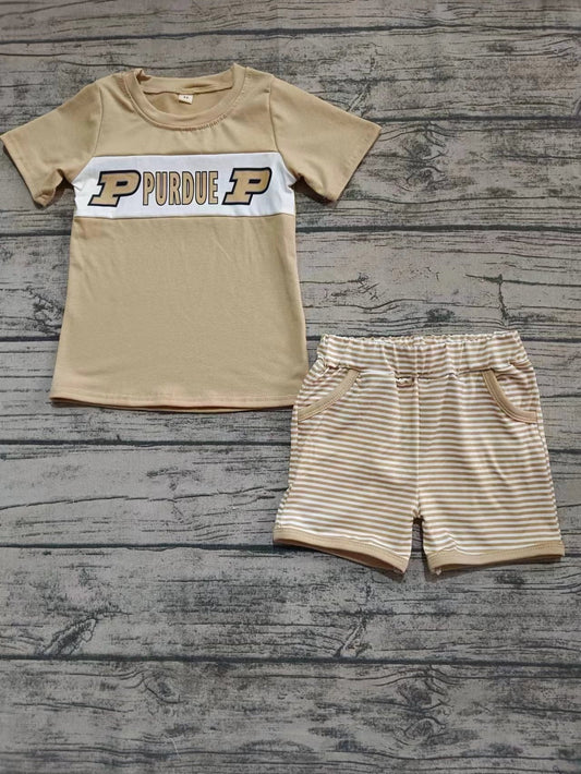 Baby Boy Short Sleeves P Team Shirt Stripes Pockets Shorts Set ( Moq 5 )