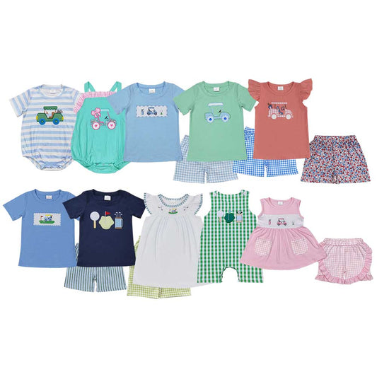 Baby Boy Girl Toddler Embroidery Golf Sibling Set Romper Clothes RTS