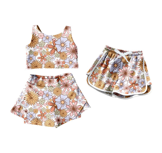 ( Moq 5 Each Style ) Baby Girl Sleeveless Flower Sibling Shorts Set 4.18