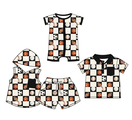 Baby Boy Ball Game Sibling Romper Shirt Set ( Moq 5 Each Style ) 3.6