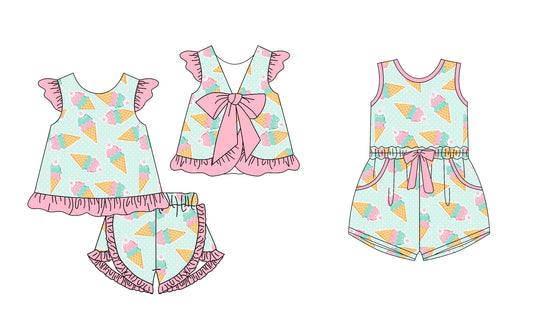 Baby Girl Popsicles Bow Sibling Jumpsuit Set ( Moq 5 Each Style ) 12.26