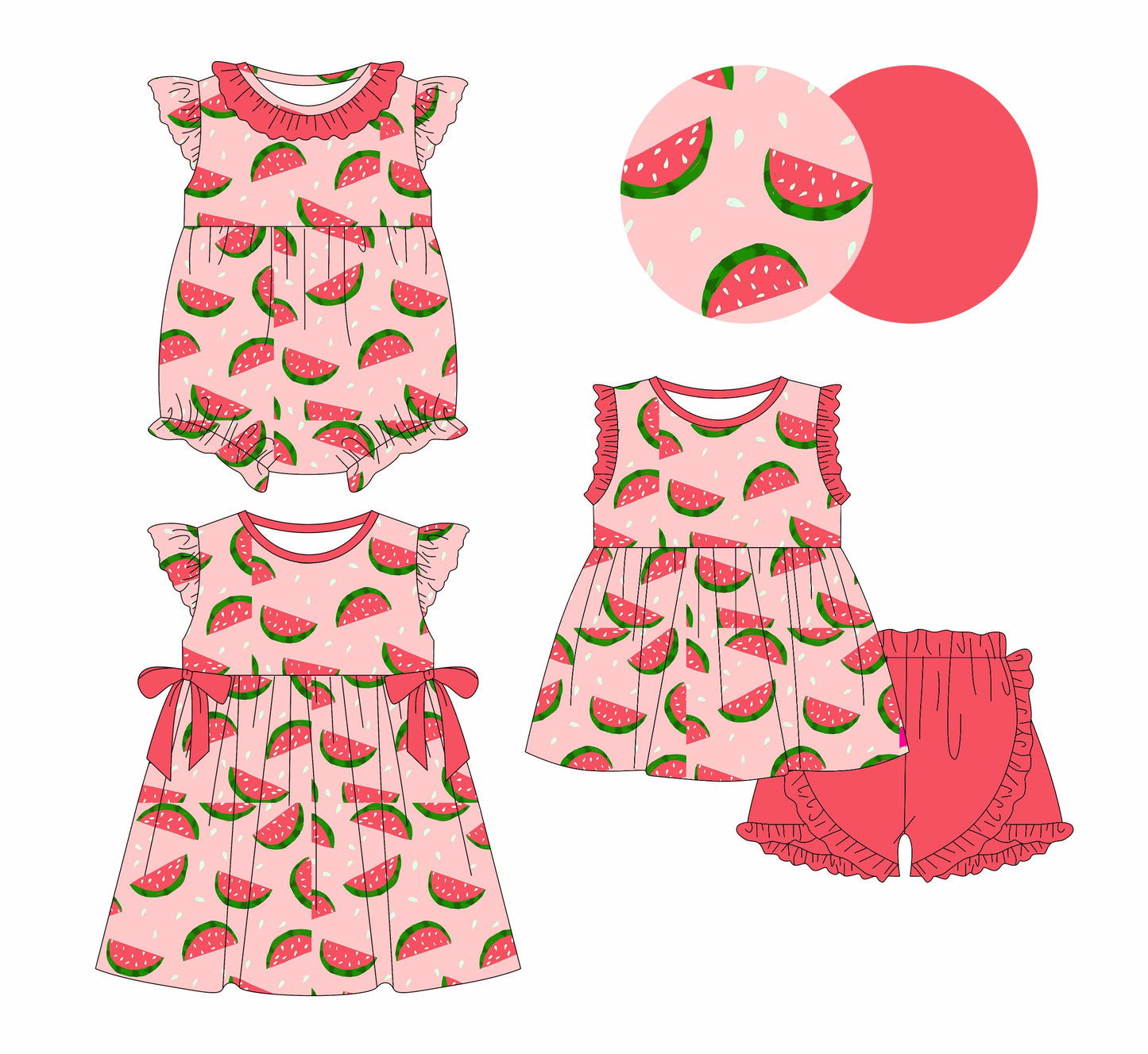 Baby Girl Watermelon Sibling Dress Romper Set ( Moq 5 Each Style ) 1.3