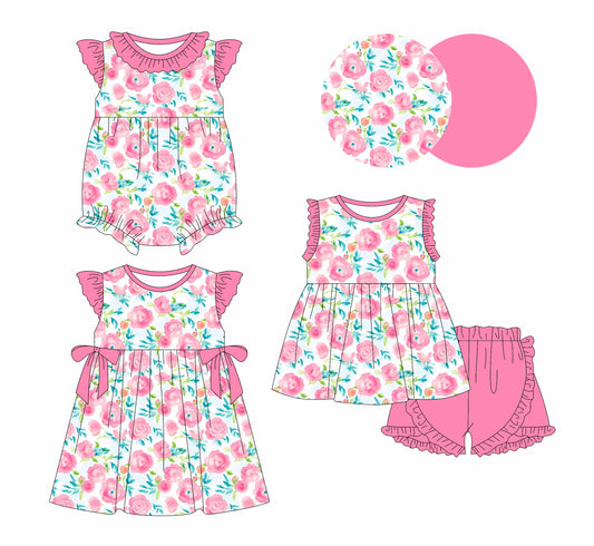 Baby Girl Flower Pink Sibling Romper Dress Set ( Moq 5 Each Style ) 1.2