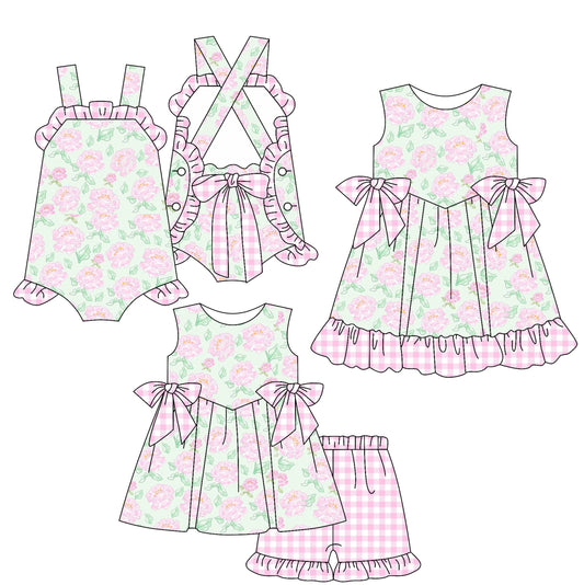 Baby Girl Straps Flower Bows Sibling Romper Dress Set ( Moq 5 Each Style ) 2.17