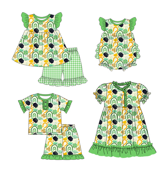 Baby Girl Short Sleeves St Patrick Rainbow Sibling Romper Dress Set ( Moq 5 Each Design ) 12.10