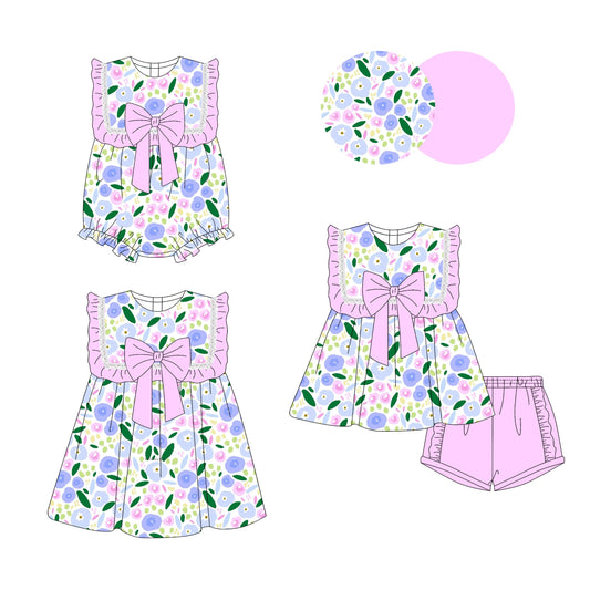 Baby Girl Flower Pink Bows Sibling Romper Dress Set ( Moq 5 Each Style ) 3.14