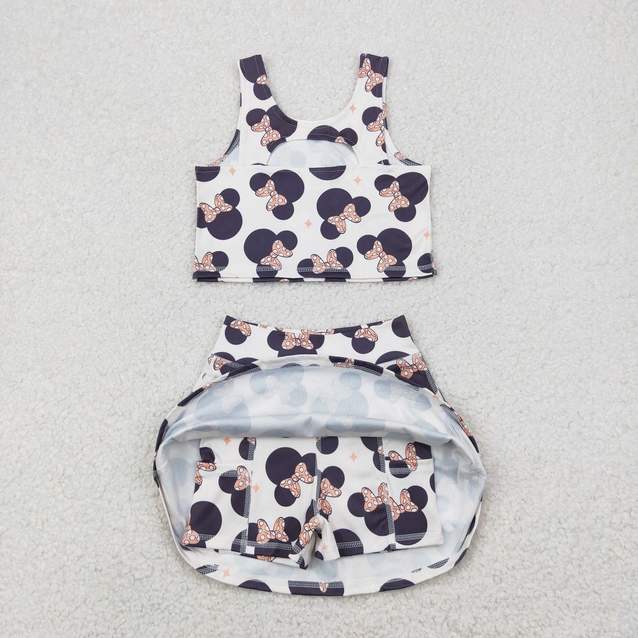 Baby Girl Sleeveless Mouse Yoga Active Wear Skort Set Sibling Cartoon Clothes RTS