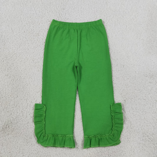 Baby Girls Kids Green Ruffle Pants Bottoms Cotton Clothes RTS
