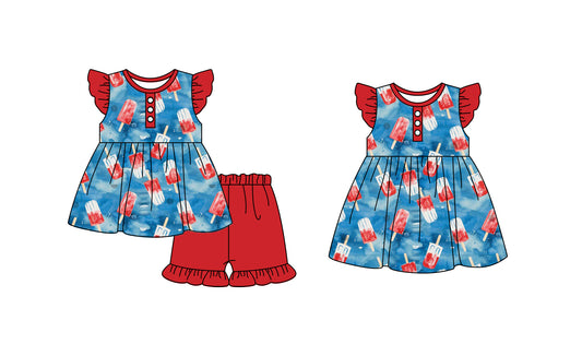 Baby Girl July 4th Popsicle Sibling Dress Clothes Set ( Moq 5 Each Design )11.23