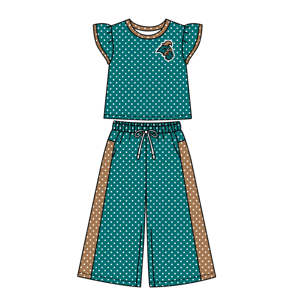 ( Moq 5 ) Baby Girls Kids Short Sleeves Shirt Pants Team Set Clothes