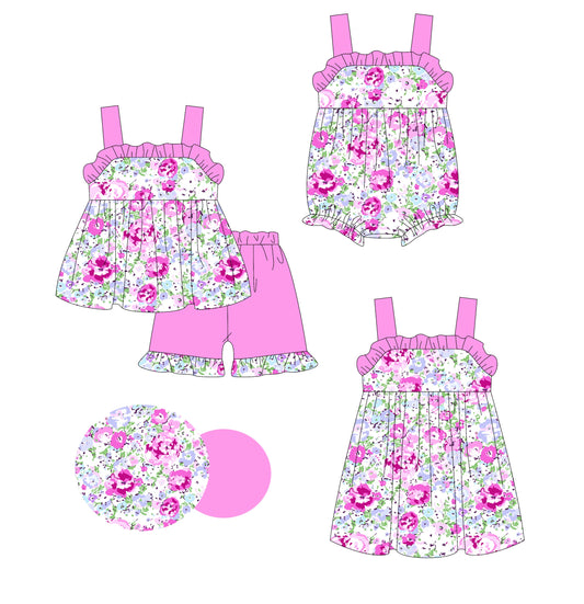 Baby Girl Sleeveless Flower Ruffle Sibling Romper Dress Set ( Moq 5 Each Style ) 2.28