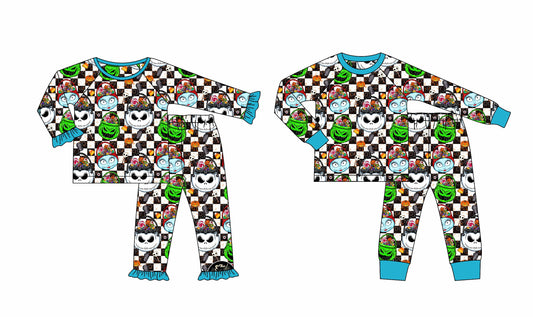 ( Moq 5 Each Style ) Baby Boy Girl Toddler Halloween Paid Sibling Pajamas Set