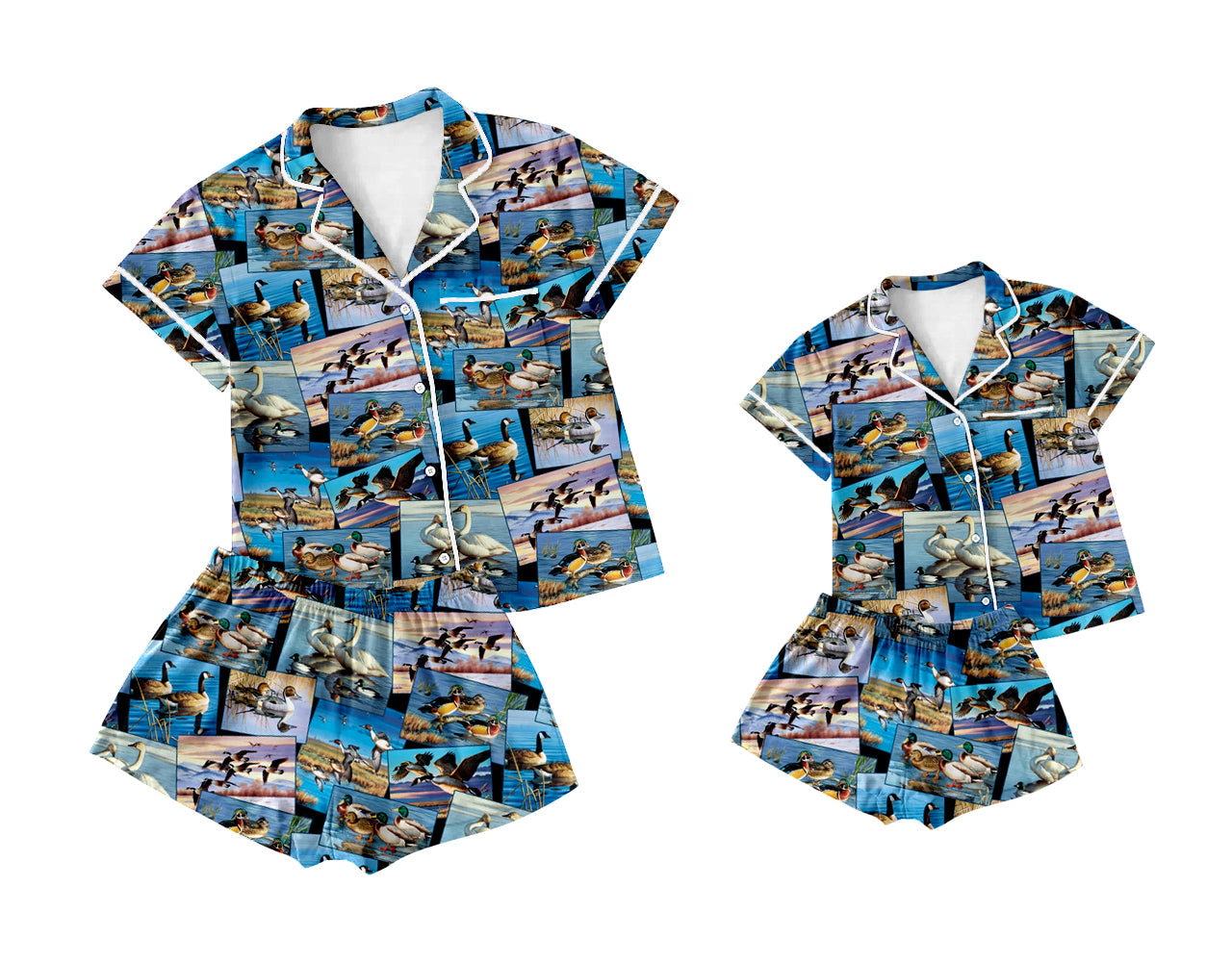 Baby Girl Toddler Adult Women Short Sleeves Ducks Shorts Sibling Family Shorts Pajamas Set ( Moq 5 Each Style ) 12.17