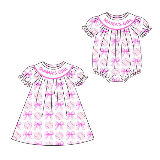 ( Moq 5 Each Style ) Baby Kids Short Sleeves Bows Mama's Girl Sibling Romper Dress 4.19