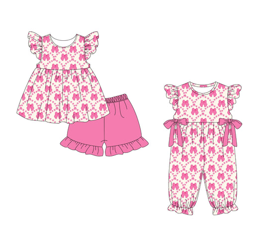 Baby Girl Pink Bows Sibling Romper Set ( Moq 5 Each Style ) 1.15