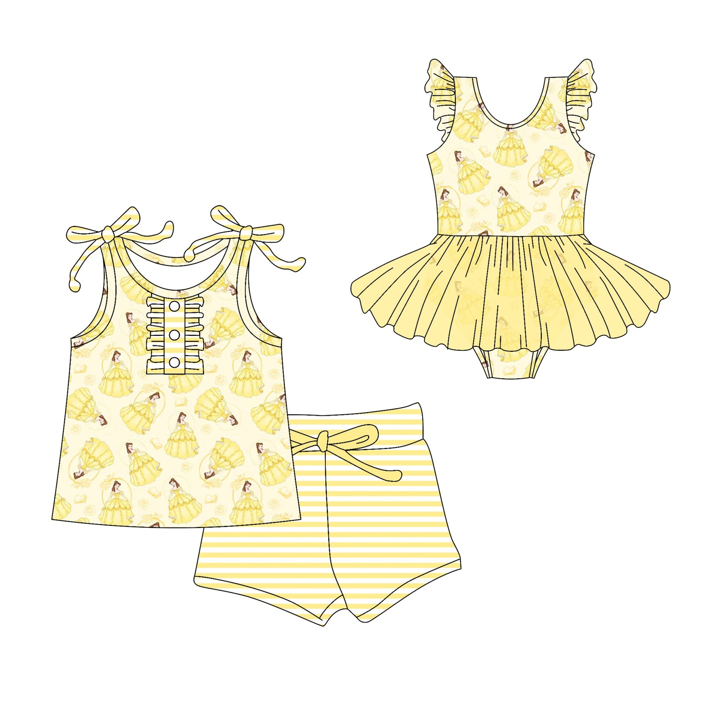 Baby Girl Princess Yellow Sibling Tulle Romper Dress Set ( Moq 5 Each Style ) 3.10