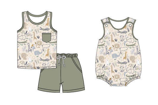 ( Moq 5 Each Style ) Baby Boy Toddler Animals Sibling Romper Set 3.31