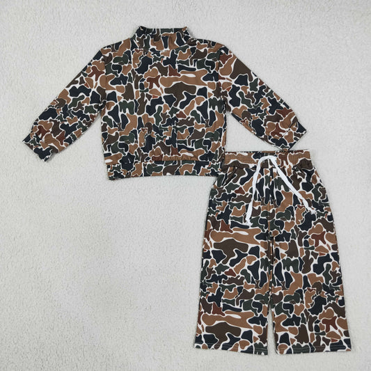 Baby Girls Kids Long Sleeves Brown Camo Shirt Pants Yoga Active Set Clothes RTS