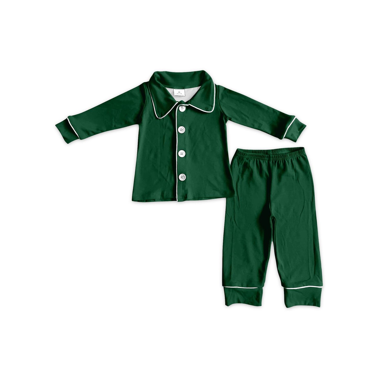 ( Moq 5 ) Preorder Baby Boys Kids Buttons Shirt Pants Green Pajamas Christmas Set Clothes