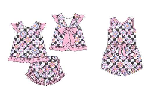 Baby Girl Flower Checked Sibling Jumpsuit Set ( Moq 5 Each Style ) 12.26