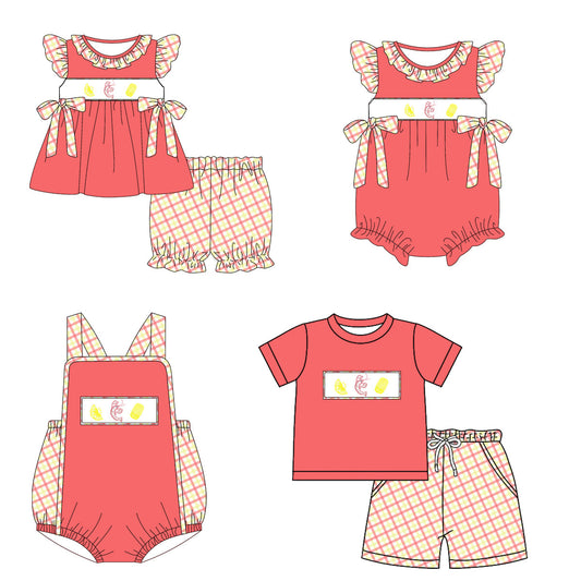 Baby Boy Girl Crawfish Lemon Sibling Romper Set ( Moq 5 Each Style ) 12.27