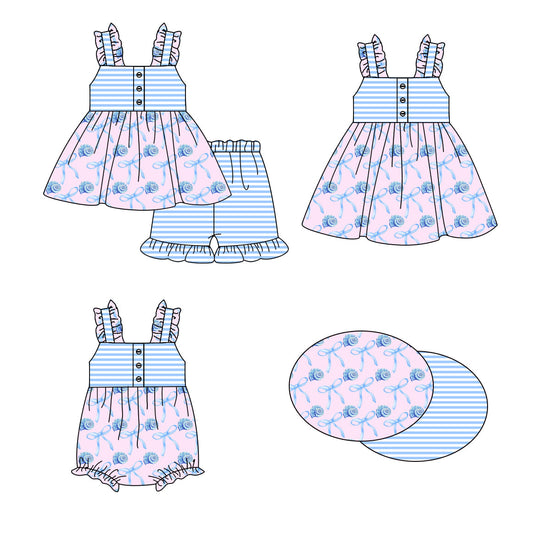 Baby Girl Bows Stripes Sibling Romper Dress Set ( Moq 5 Each Style ) 1.16