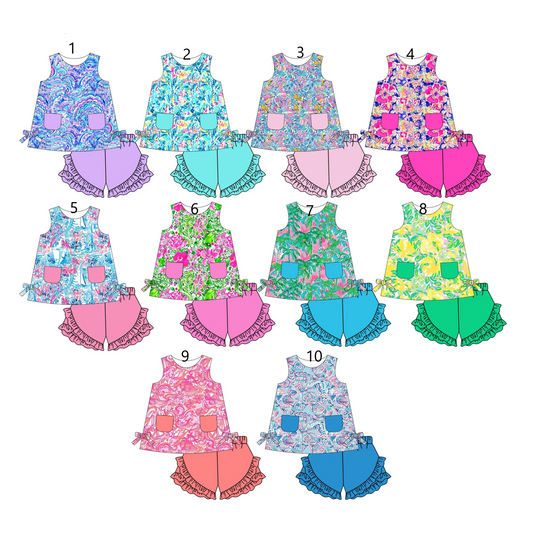Baby Girl Sleeveless Flower Tunic Shorts Sibling Set ( Moq 5 Each Design ) 12.11