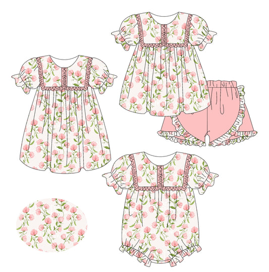 Baby Girl Short Sleeves Flower Sibling Romper Dress Set ( Moq 5 Each Style ) 2.14