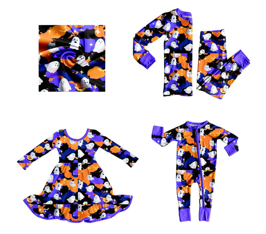( Moq 5 Each Style ) Baby Girl Toddler Halloween Ghosts Sibling Romper Dress Set