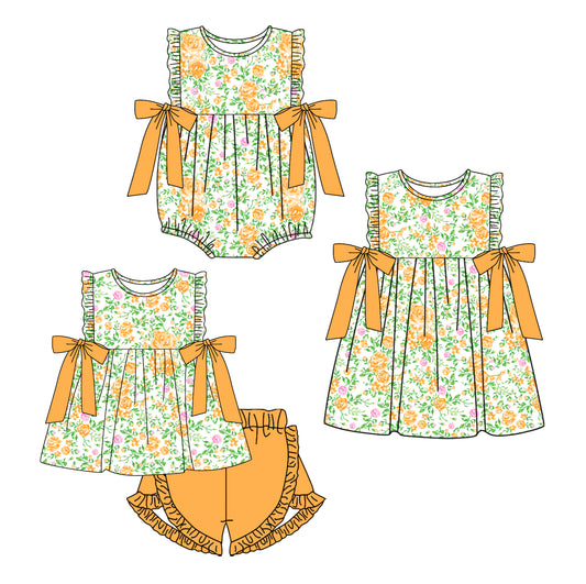 Baby Girl Flower Bows Sibling Romper Dress Clothes Set ( Moq 5 Each Design )11.19